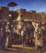 Eugene Delacroix Mulay Abd al-Rahman,Sultan of Morocco,Leaving his palace in Meknes,Surrounded by his Guard and his Chief Officers oil on canvas